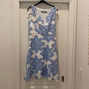 Blue and white, V-neck summer dress